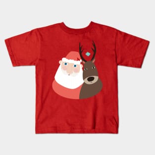 Santa Claus with his faithful reindeer Kids T-Shirt